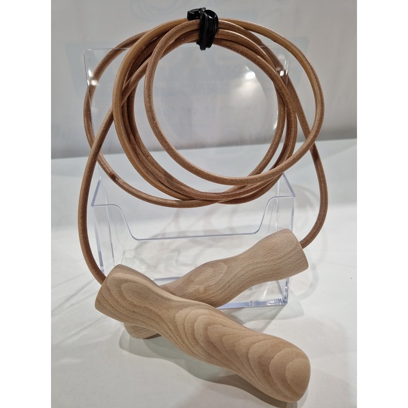Corde à Sauter Réglable En Cuir, Poignée En Bois Et Roulement